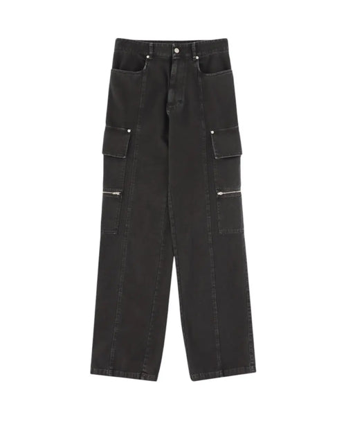 1017 Alyx 9SM Skater Cargo Canvas Wide-Leg Pants in Washed Black