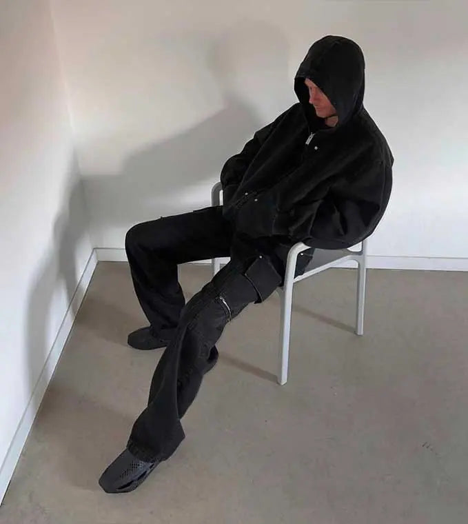 1017 Alyx 9SM Skater Cargo Canvas Wide-Leg Pants in Washed Black
