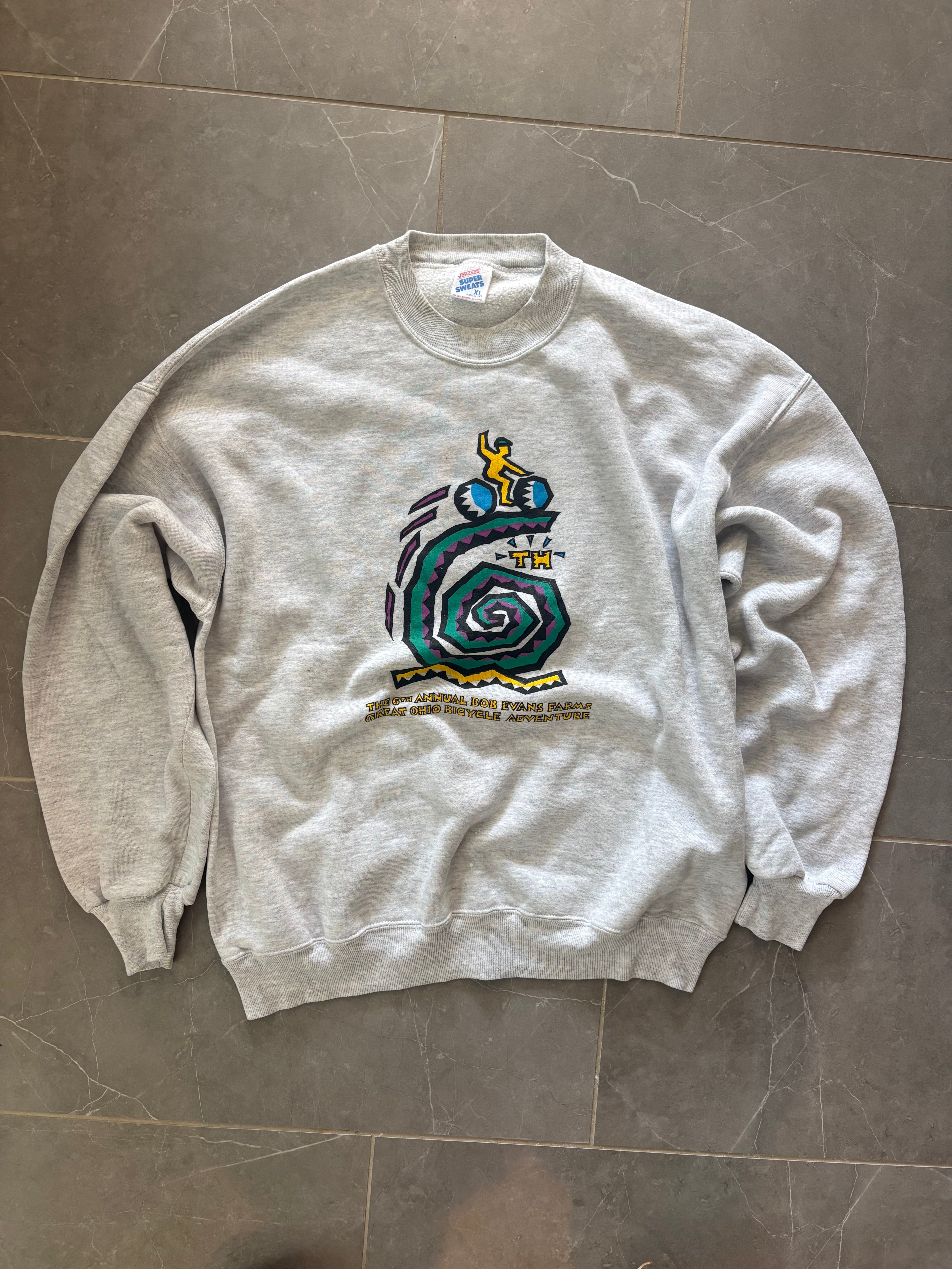 Jerzees Great Ohio Bicycle Adventure Sweatshirt XL Vintage 90s | YARN