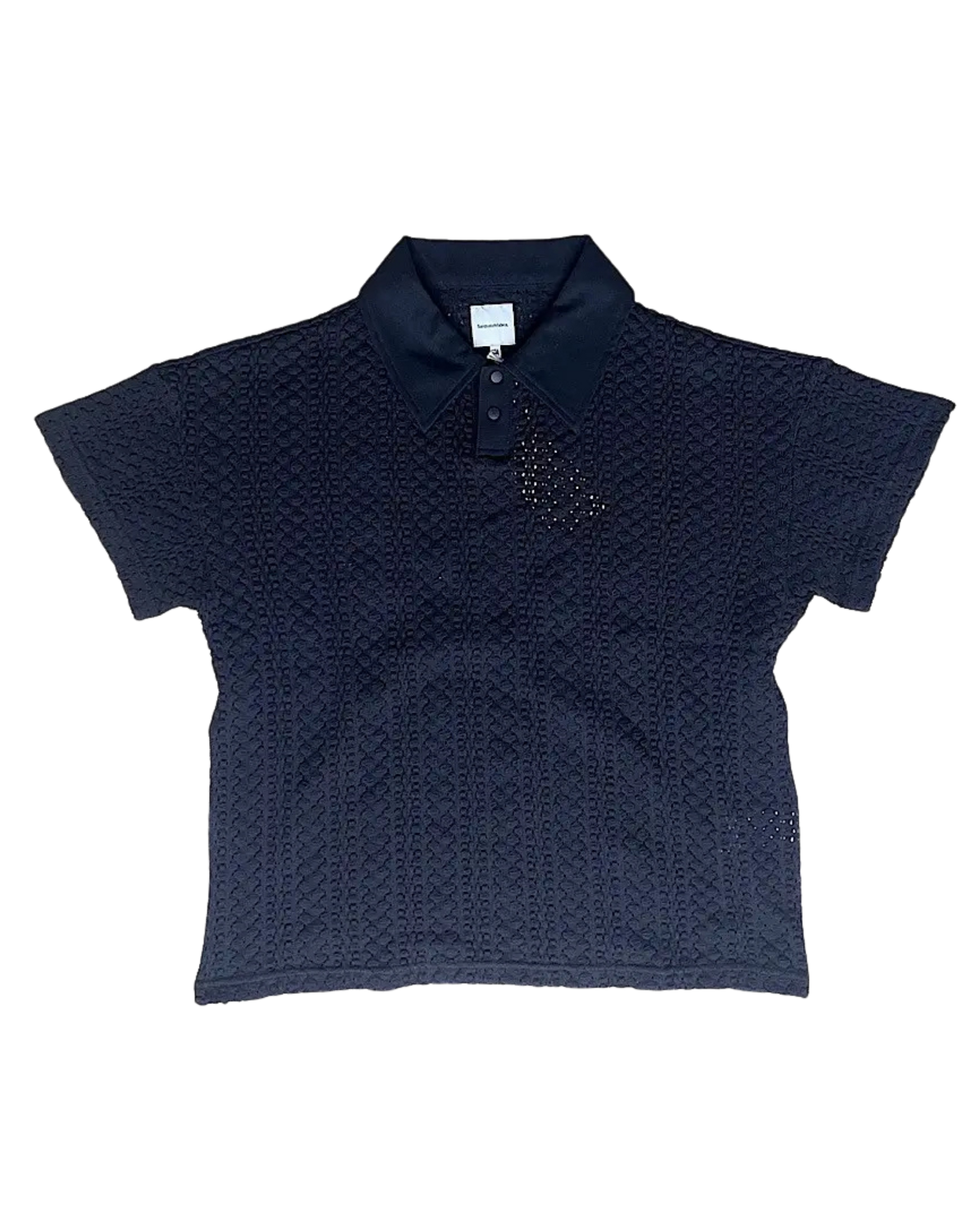 Balfous Textured-Knit Lace Cotton Polo Shirt