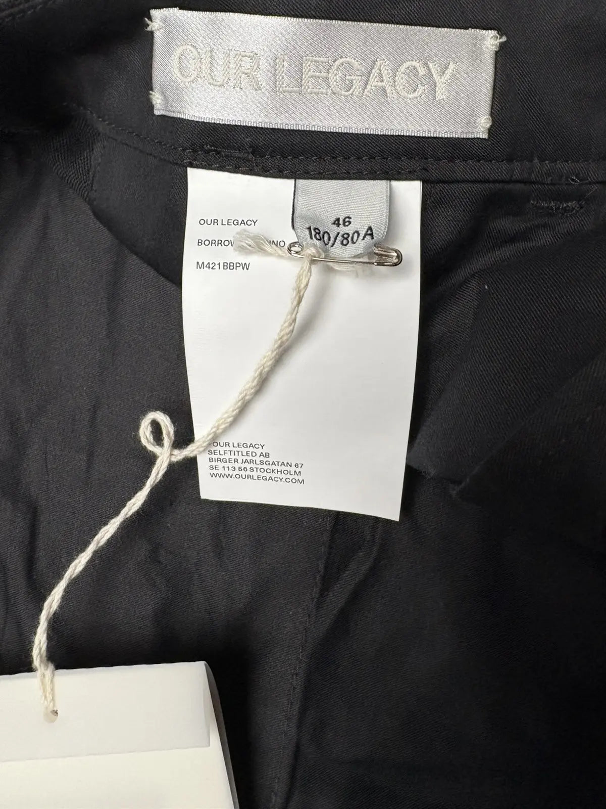 Our Legacy Borrowed Chino in Black Panama Wool