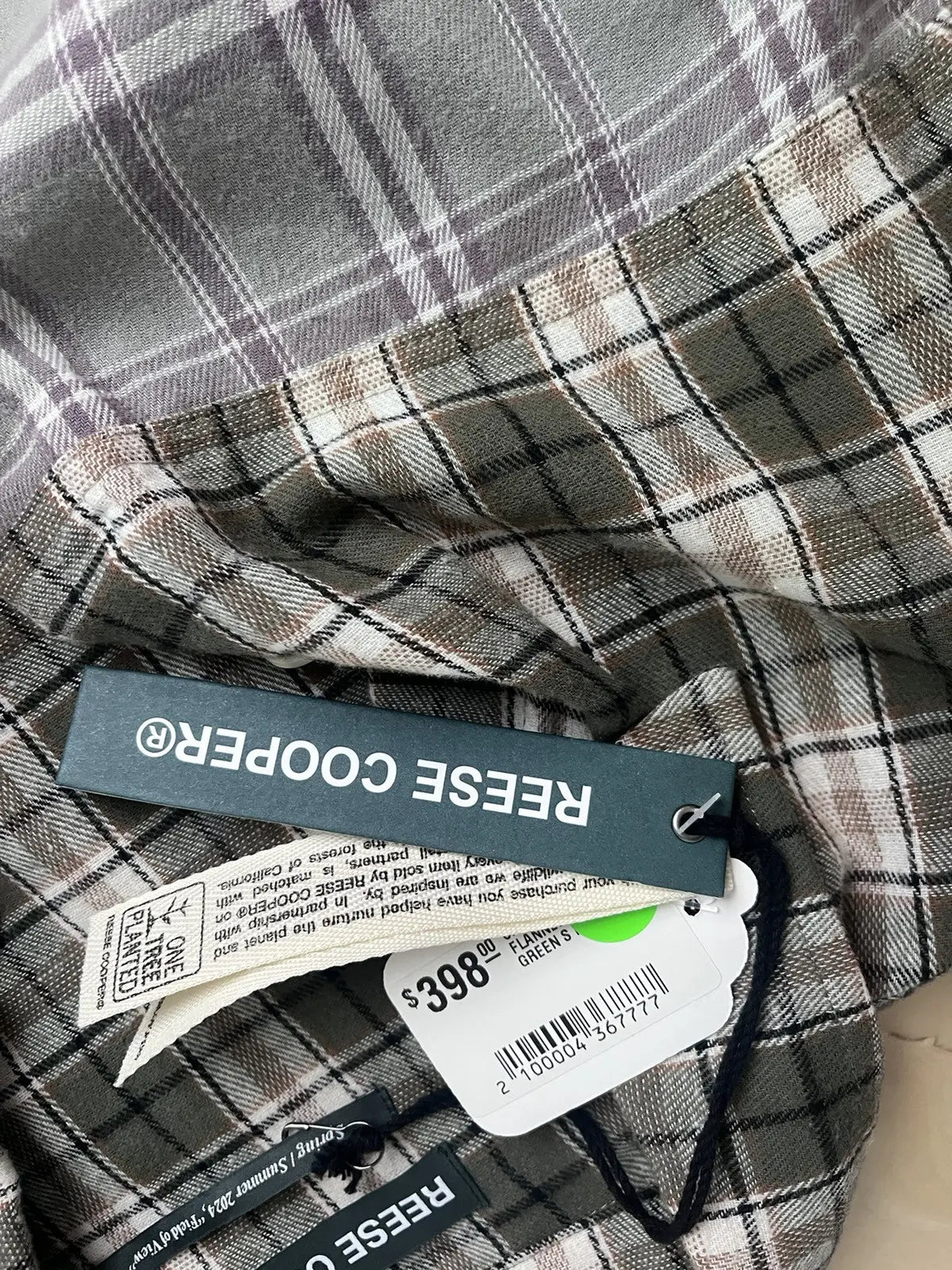 Reese Cooper Cropped Split Flannel Shirt In Green