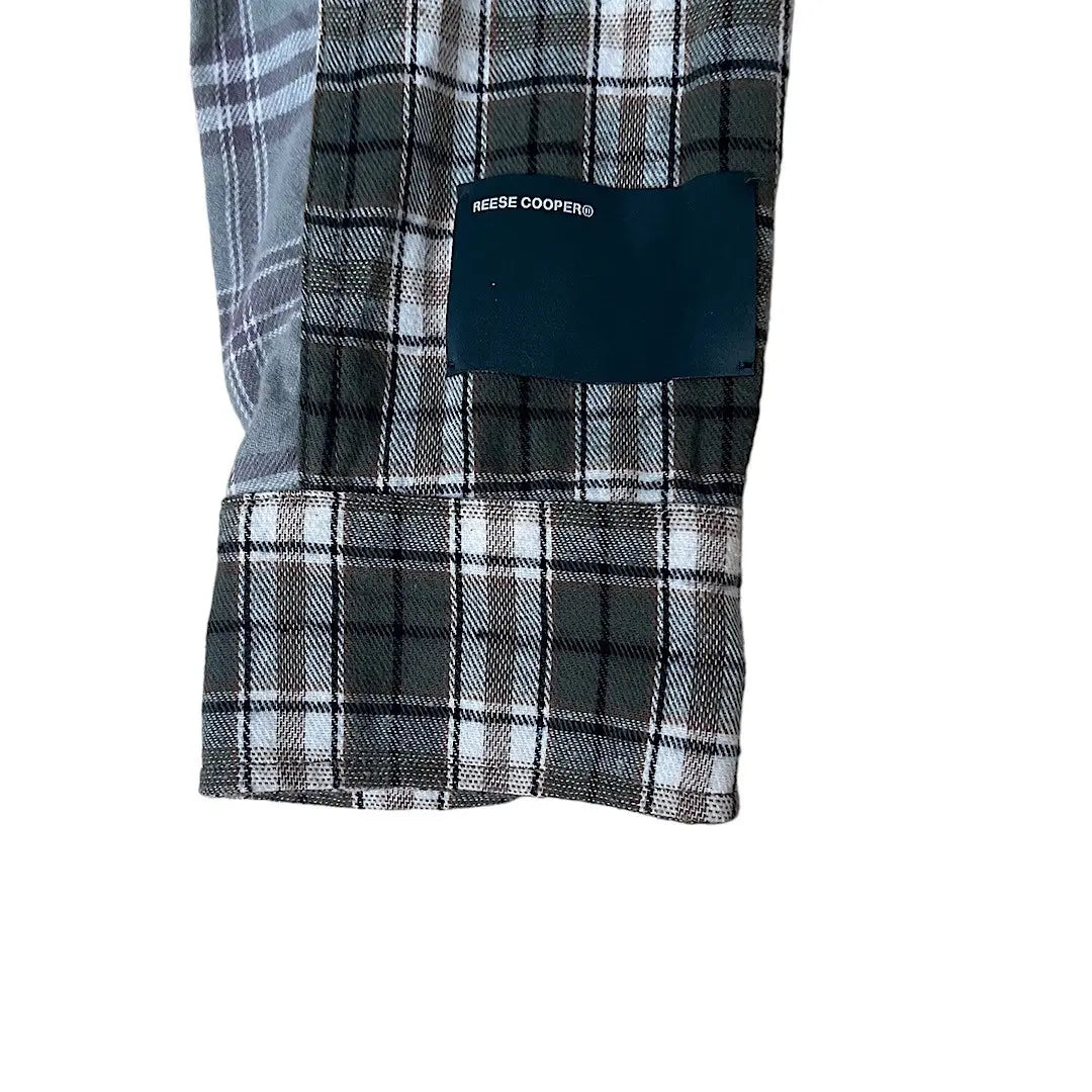 Reese Cooper Cropped Split Flannel Shirt In Green