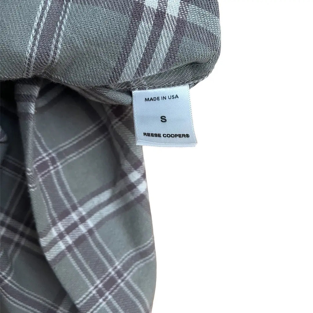 Reese Cooper Cropped Split Flannel Shirt In Green