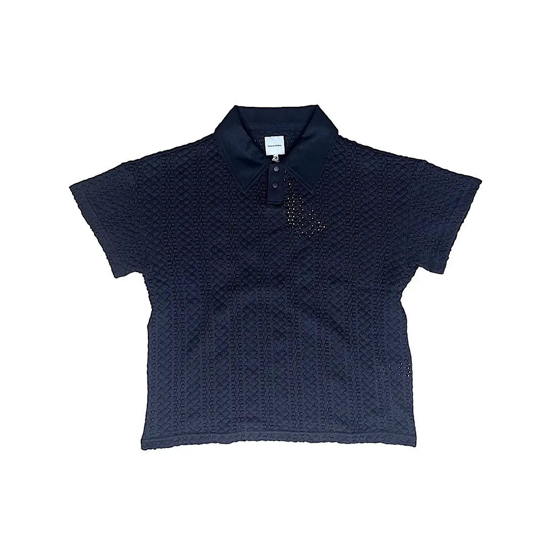 Sasquatchfabrix Balfous Textured-knit lace Cotton Polo Shirt