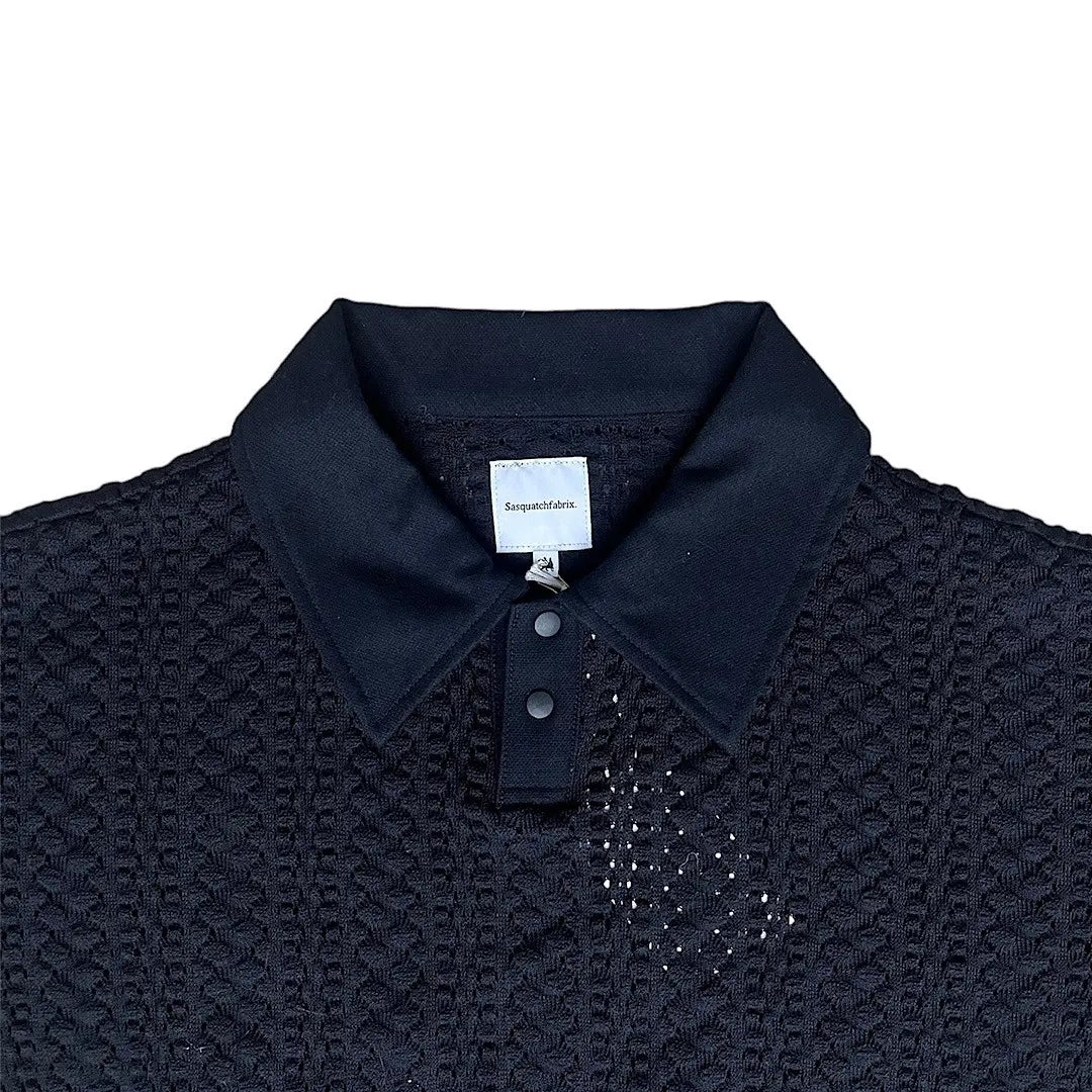 Sasquatchfabrix Balfous Textured-knit lace Cotton Polo Shirt