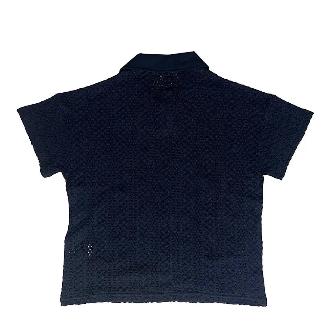 Sasquatchfabrix Balfous Textured-knit lace Cotton Polo Shirt