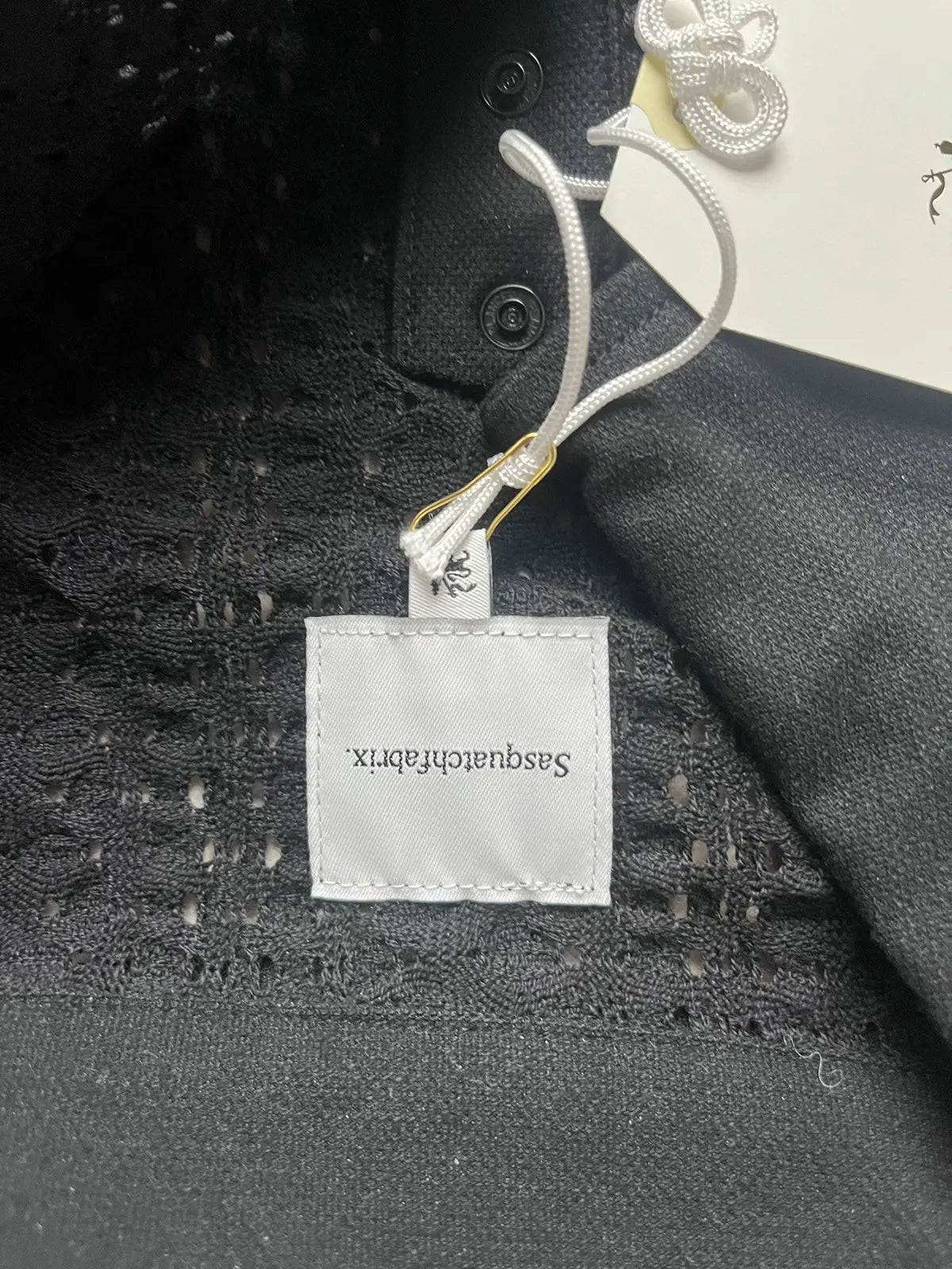 Sasquatchfabrix Balfous Textured-knit lace Cotton Polo Shirt