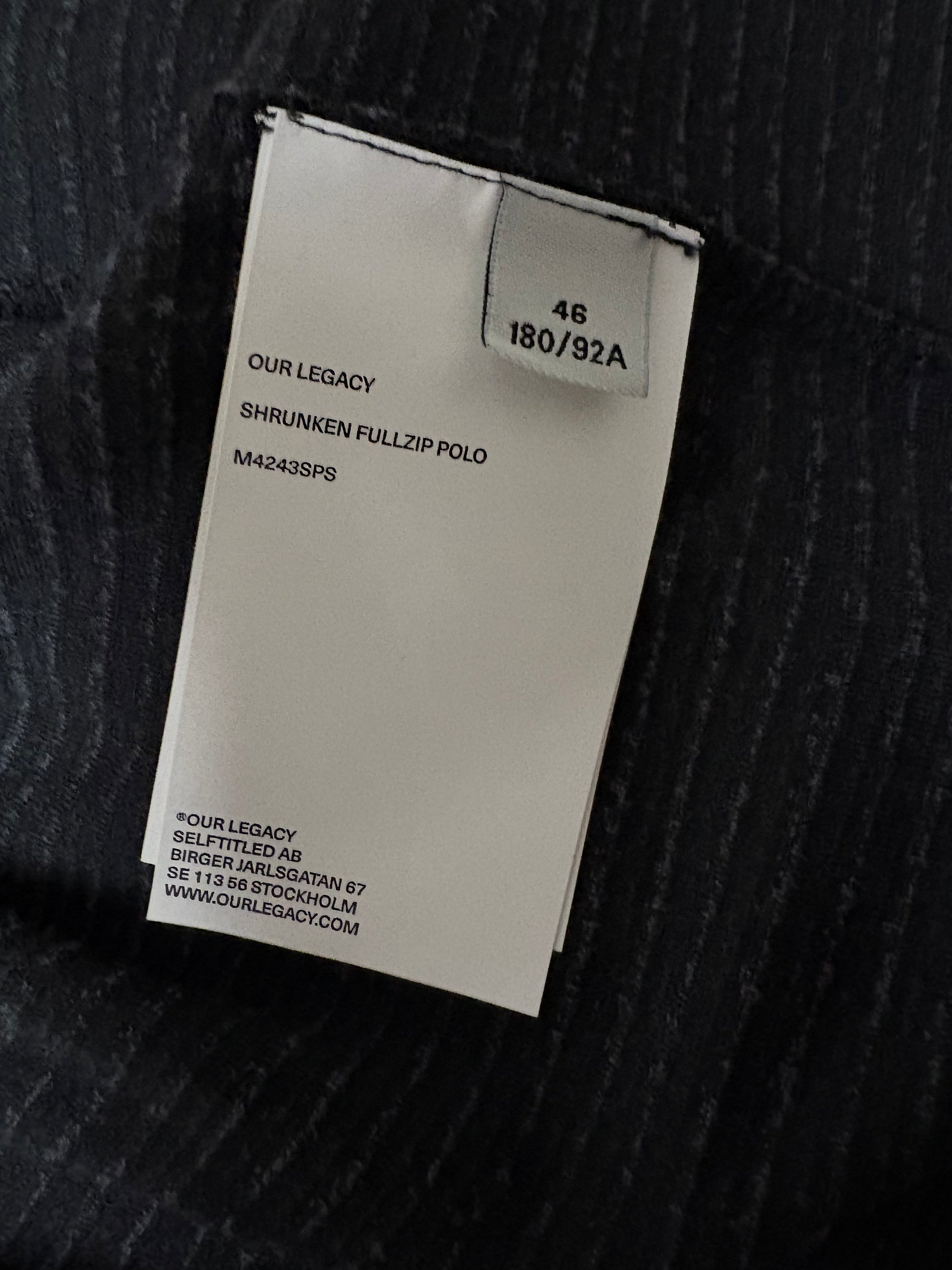 Our Legacy Phantom Stripe Shrunken Velour Zip Jacket