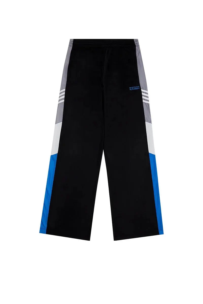 Martine Rose SS24 Wide Leg Flare Black/Grey/Blue Paneled Trackpant