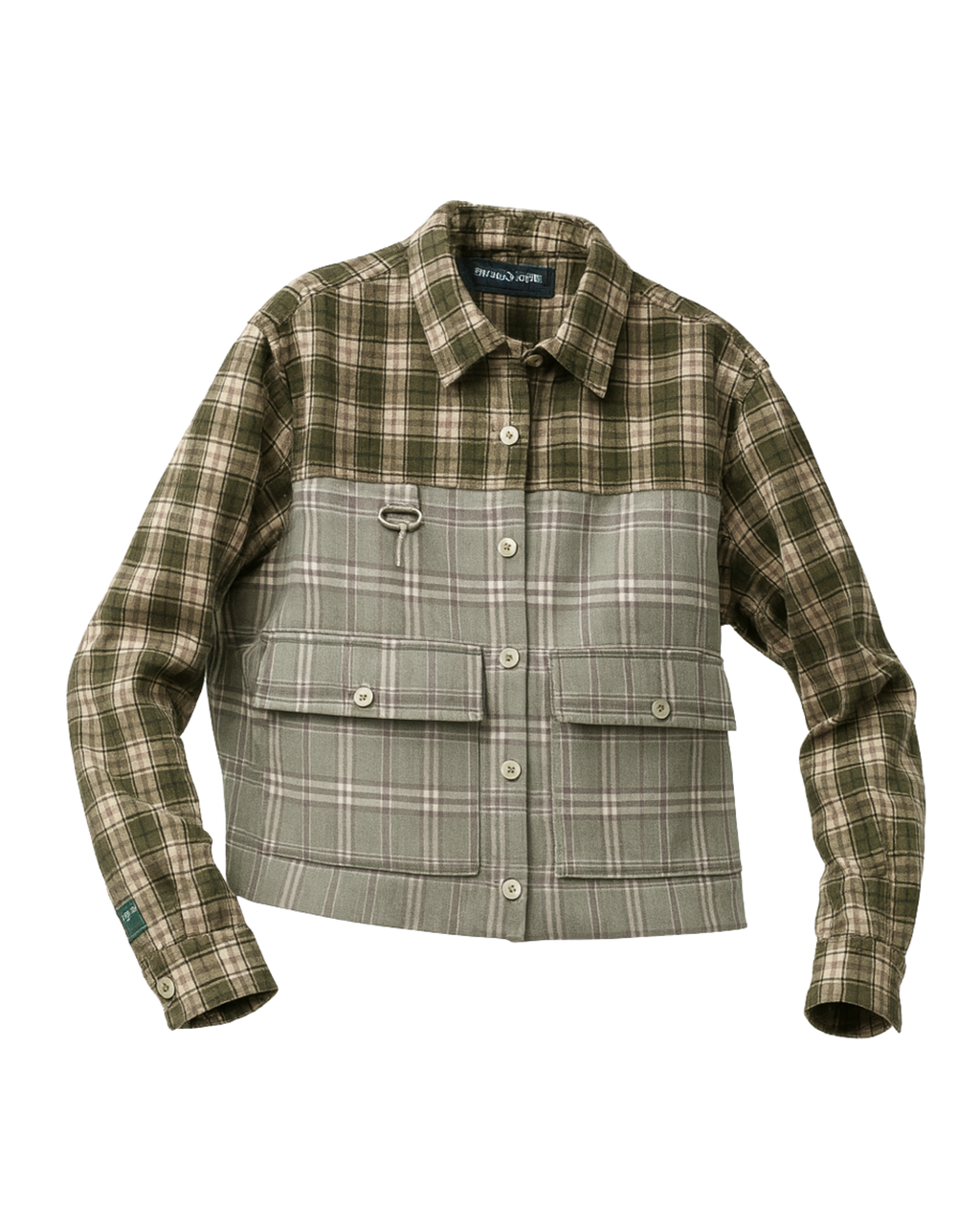 Cropped Split Flannel Shirt