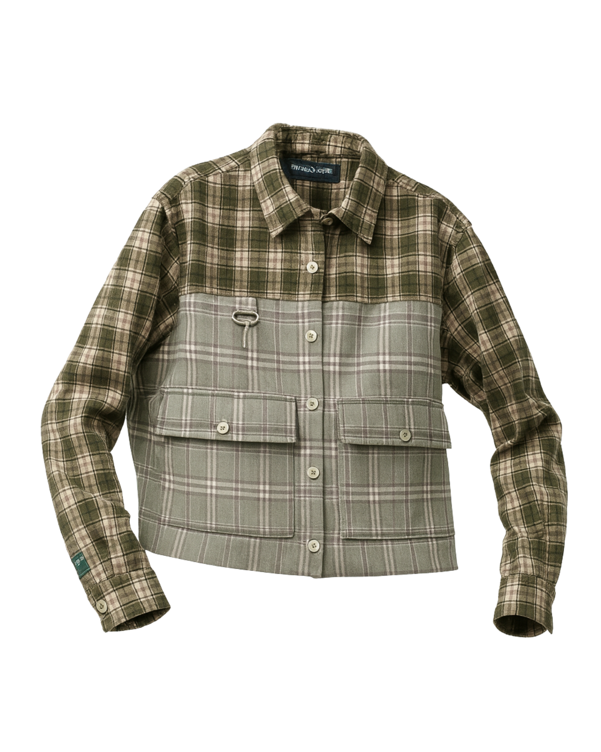 Cropped Split Flannel Shirt