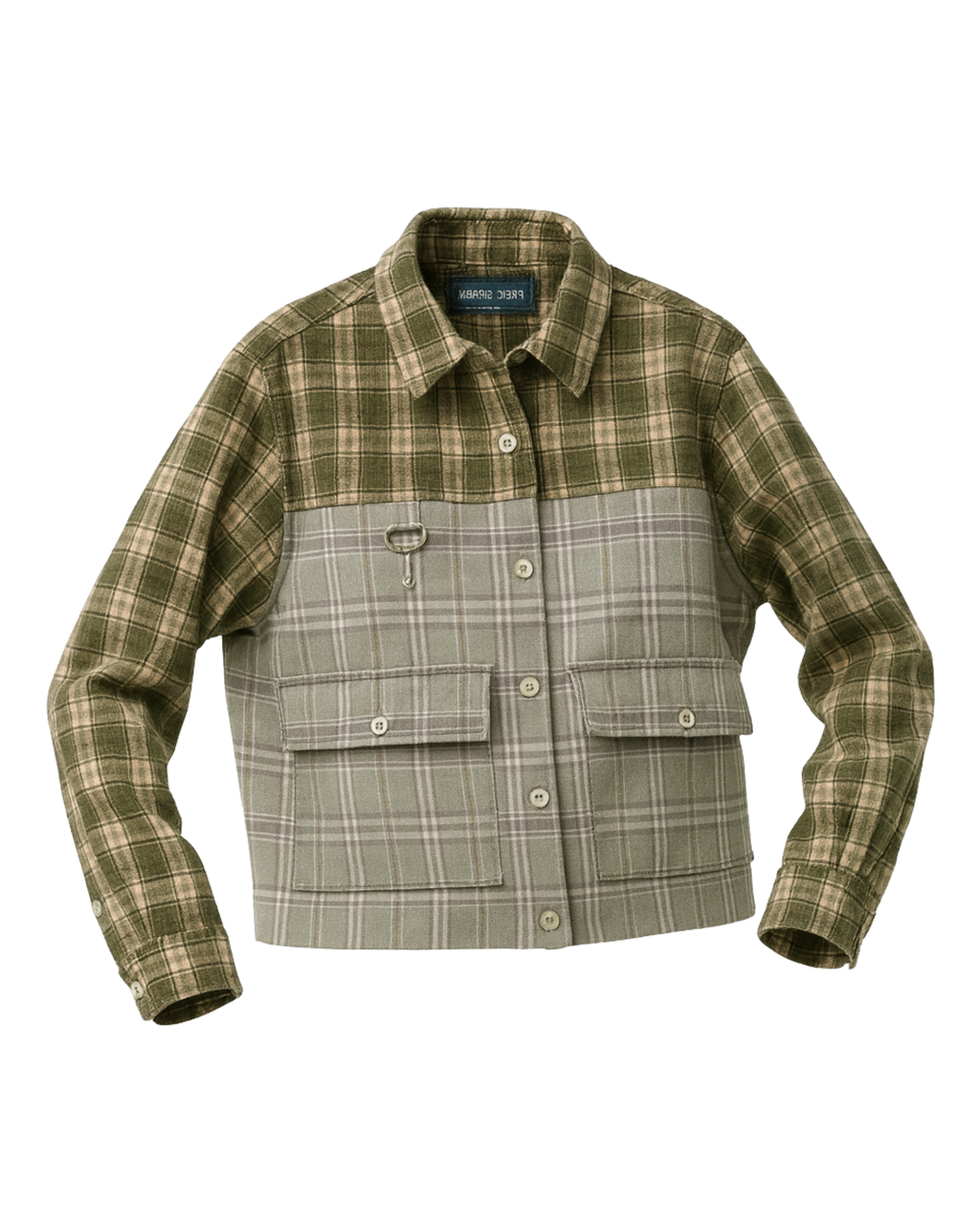 Cropped Split Flannel Shirt