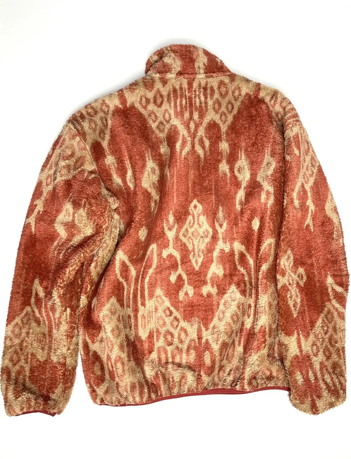Java Kasuri Pattern Fleece Sweater Jacket
