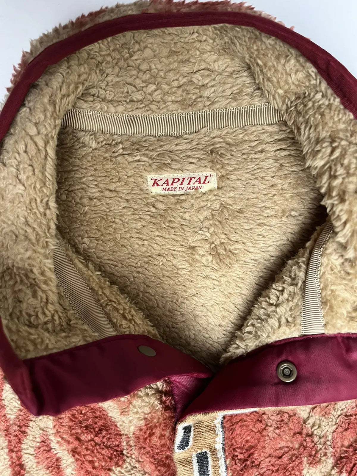 Java Kasuri Pattern Fleece Sweater Jacket