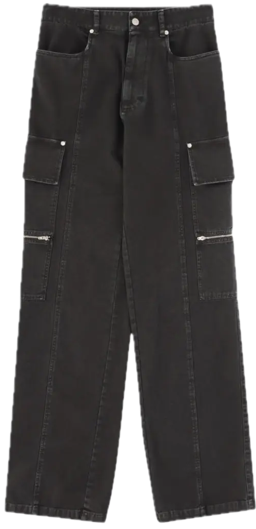1017 Alyx 9SM Skater Cargo Canvas Wide-Leg Pants in Washed Black