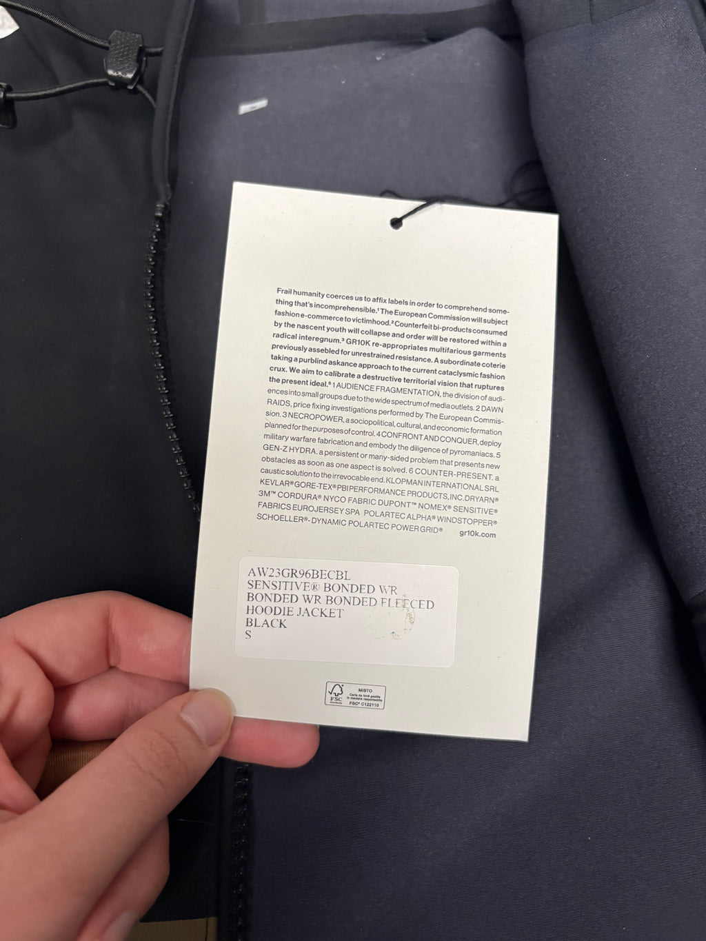 GR10K Black Hooded Fleece Jacket