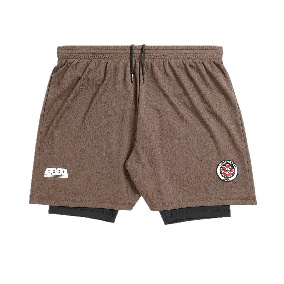Martine Rose Double Football (Soccer) Jersey Shorts in Brown