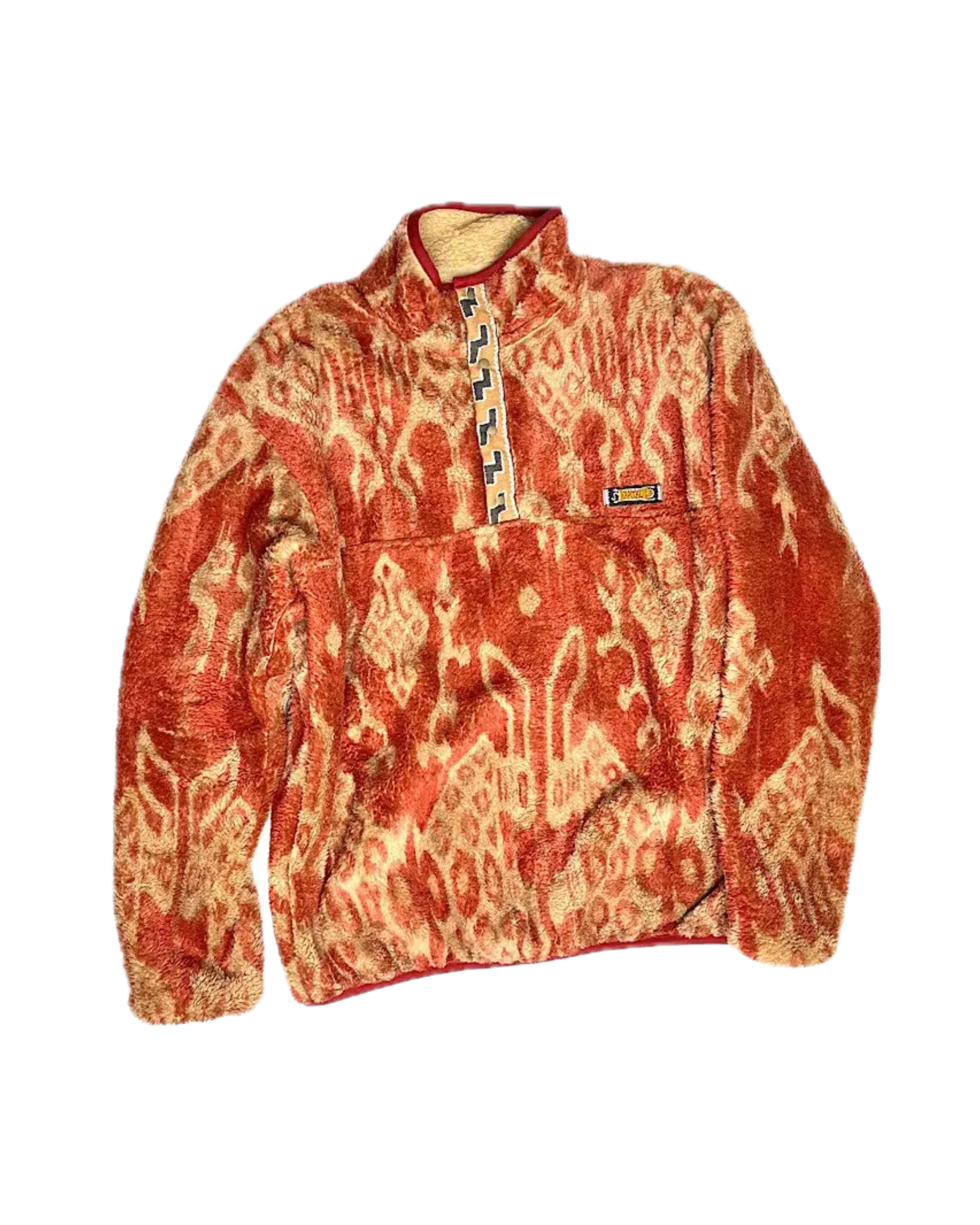 Java Kasuri Pattern Fleece Sweater Jacket