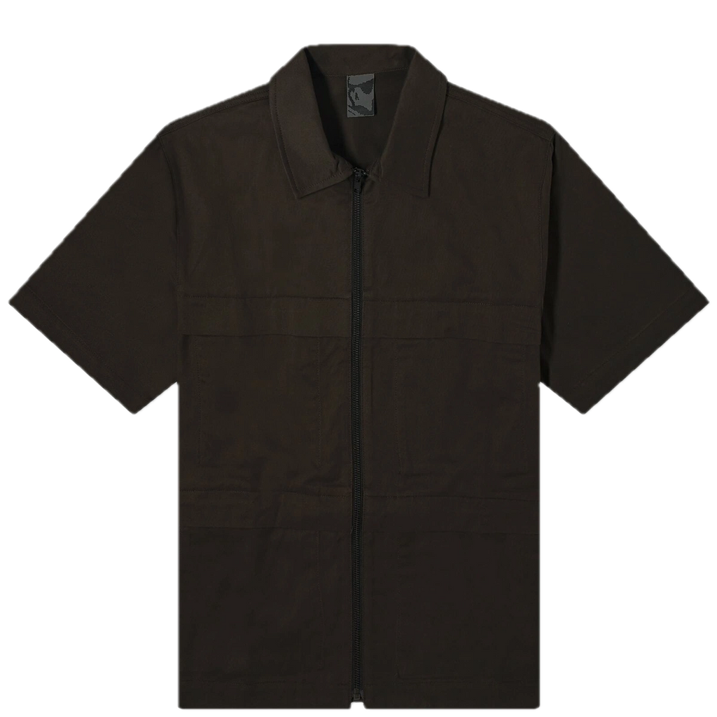 GR10K Solid Light Drill S/S Zipped Cargo Shirt in Soil Brown