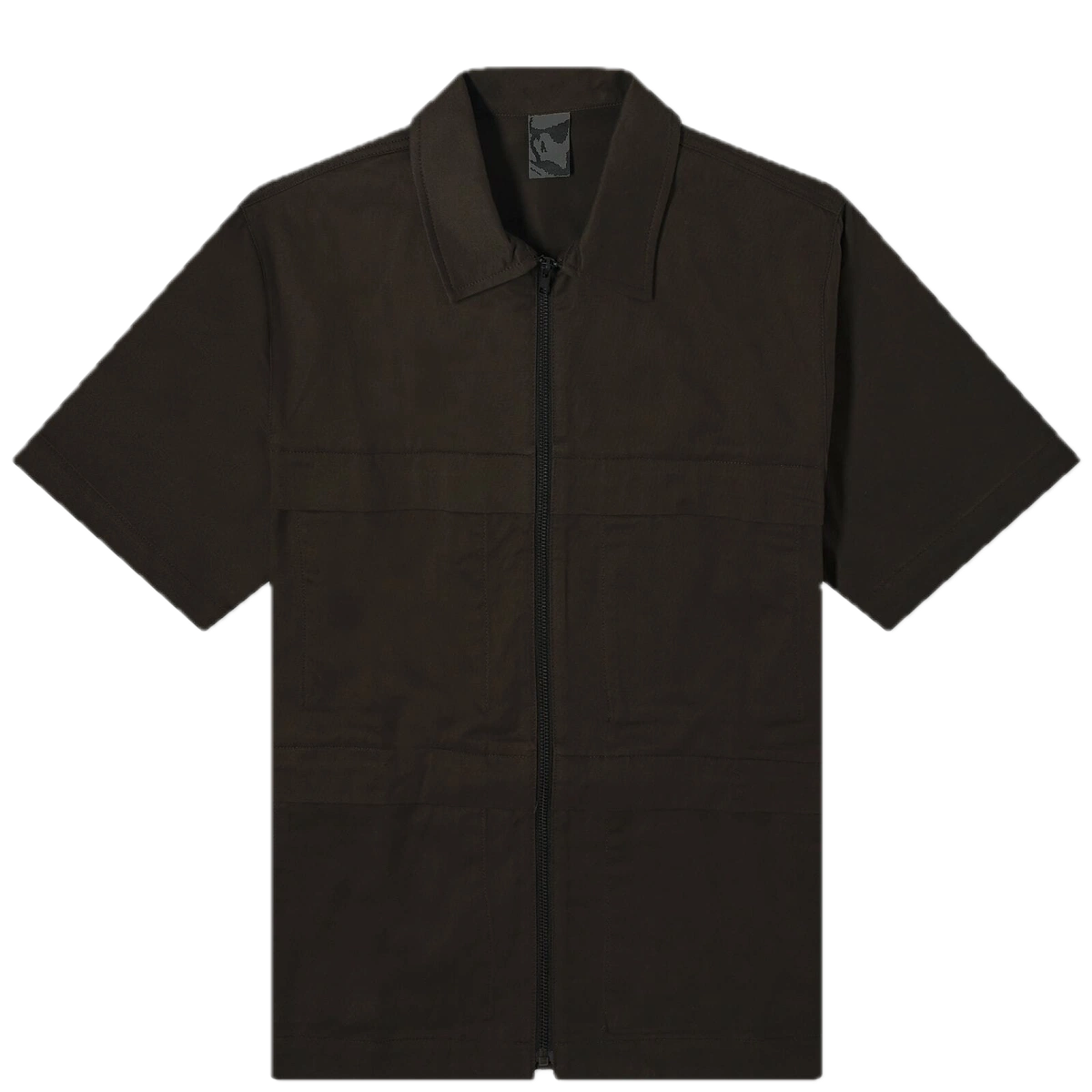 GR10K Solid Light Drill S/S Zipped Cargo Shirt in Soil Brown
